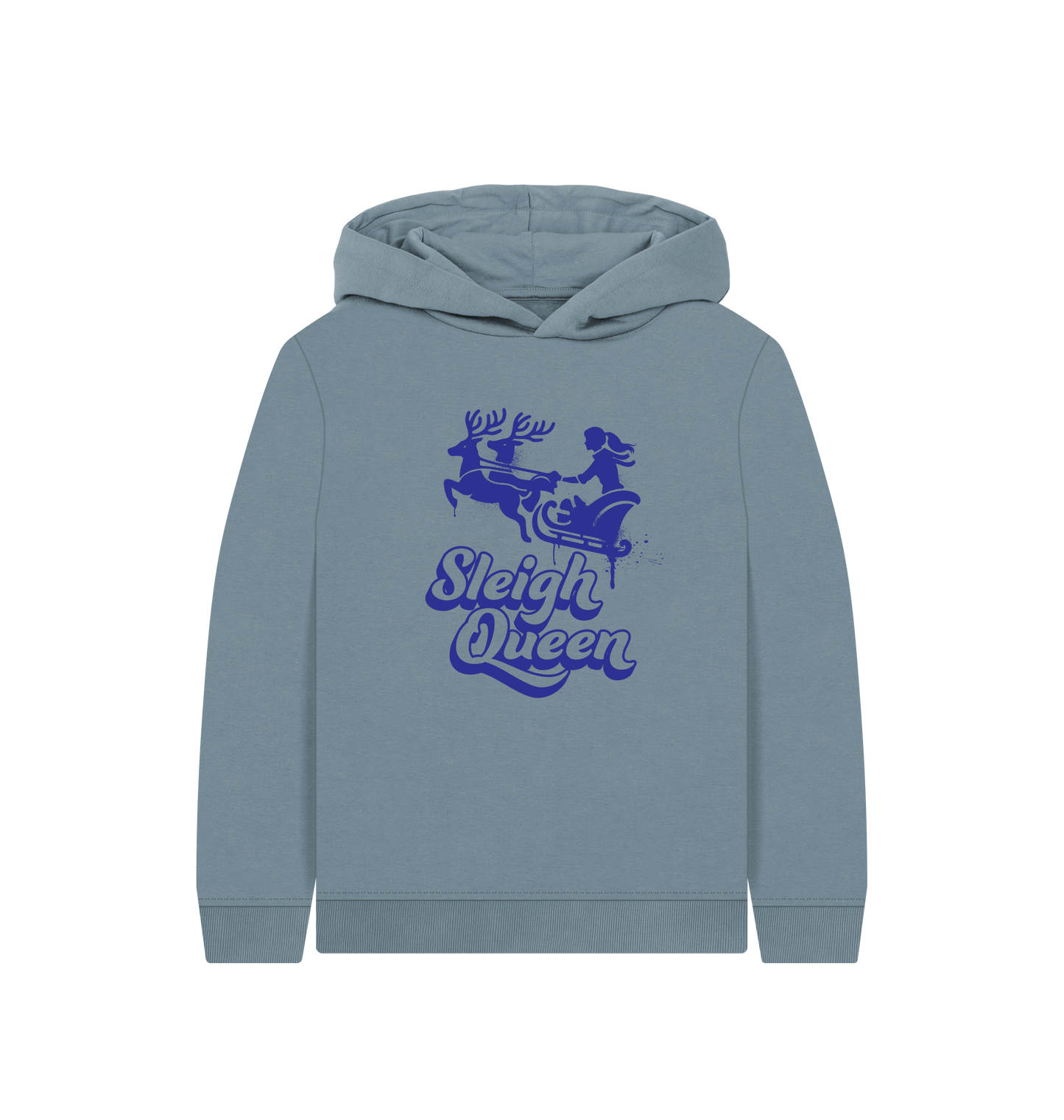 Stone Blue Printed Kids Hoodie Front