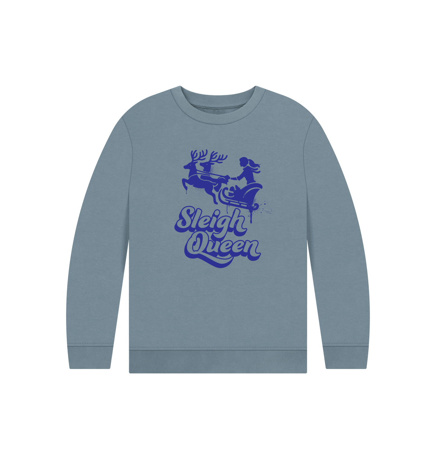 Stone Blue Printed Kids Jumper Front