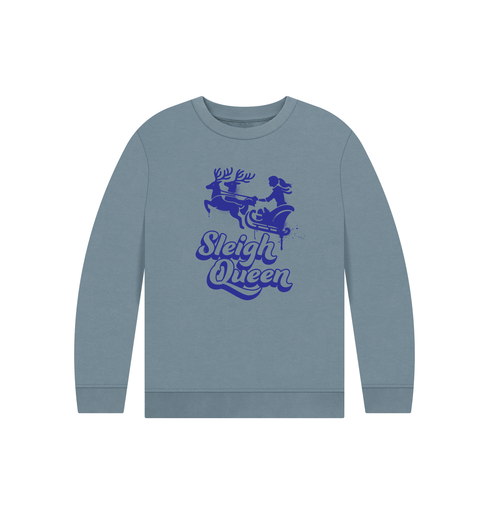 Stone Blue Printed Kids Jumper Front