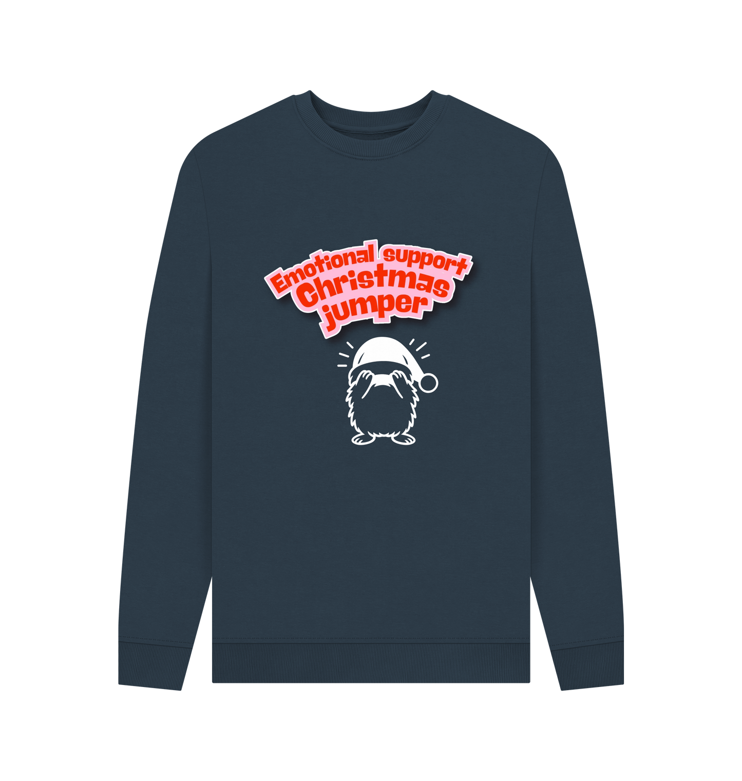 Navy Blue Printed Sweater Front