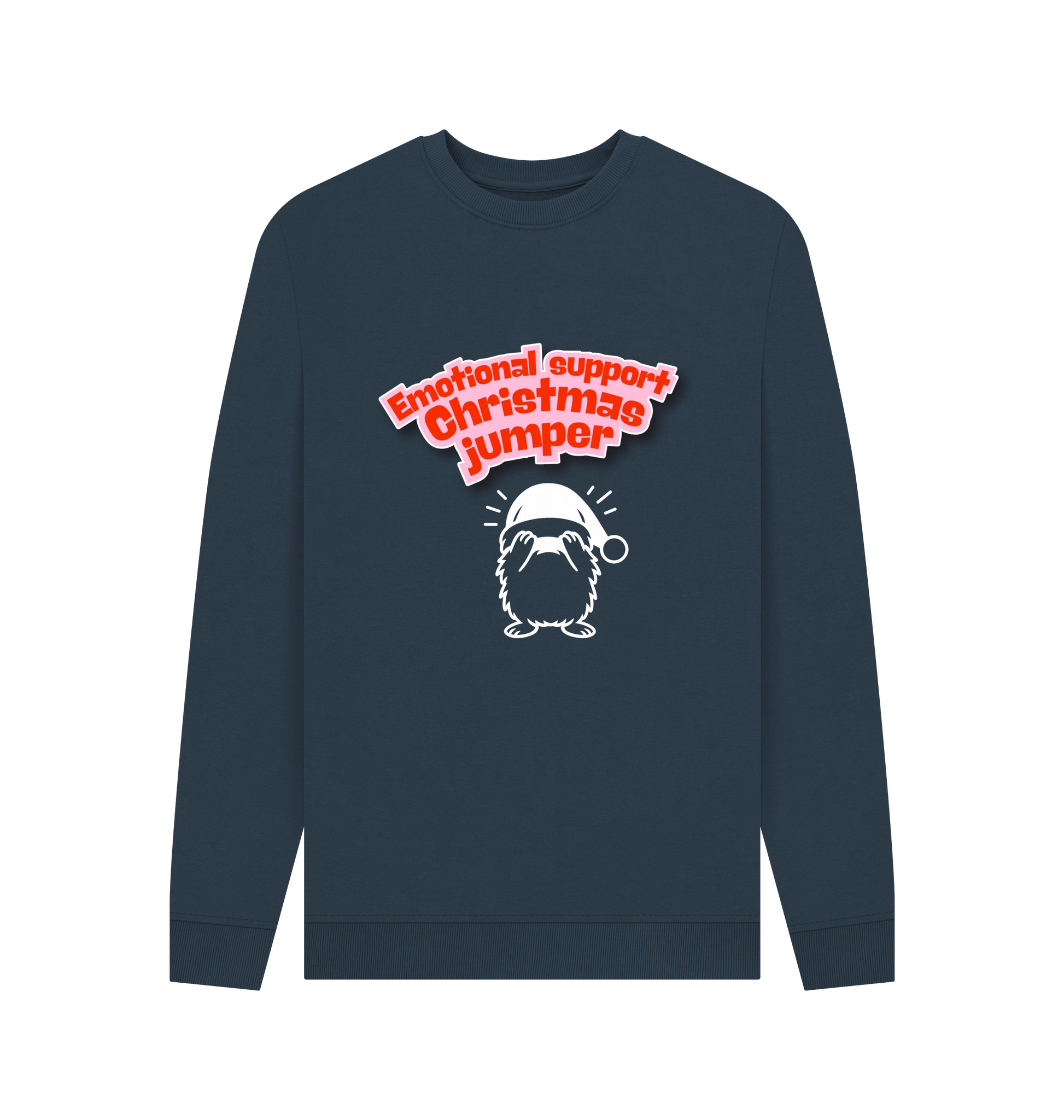 Navy Blue Printed Sweater Front