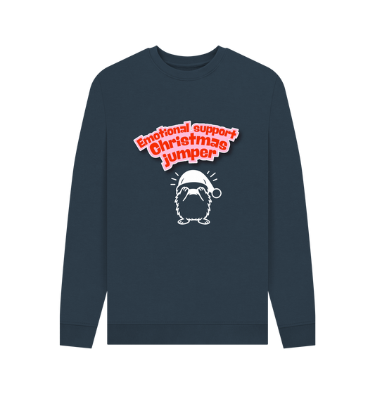 Navy Blue Printed Sweater Front