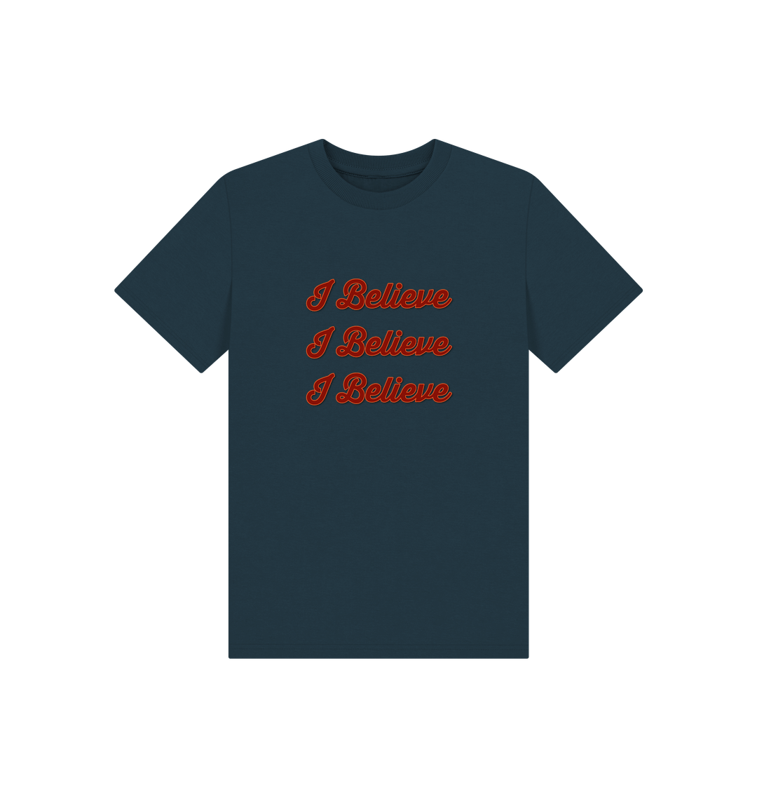 Denim Blue Printed Kids T-Shirt Front