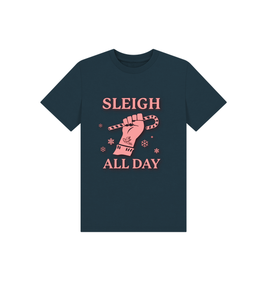 Denim Blue Printed Kids T-Shirt Front