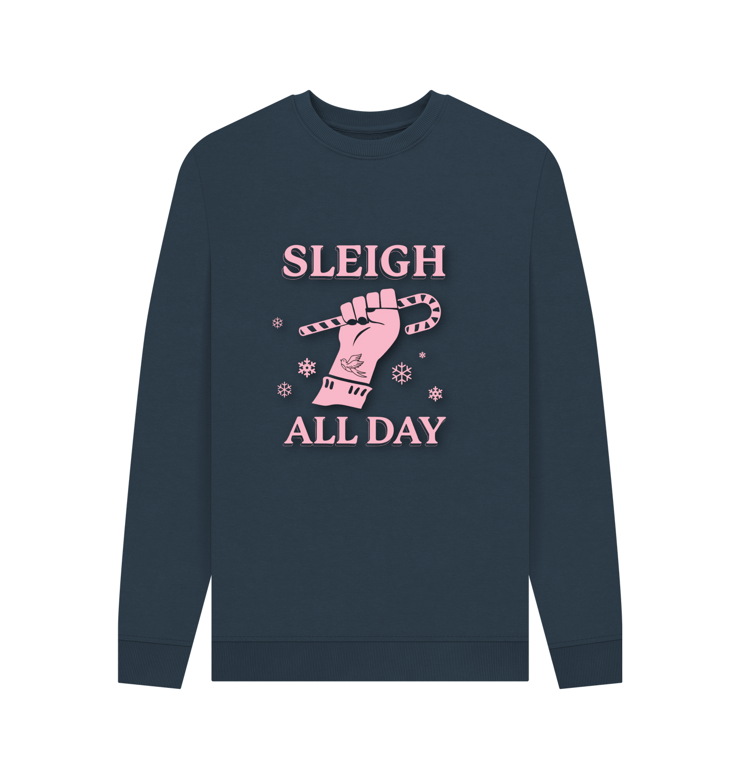 Navy Blue Printed Sweater Front