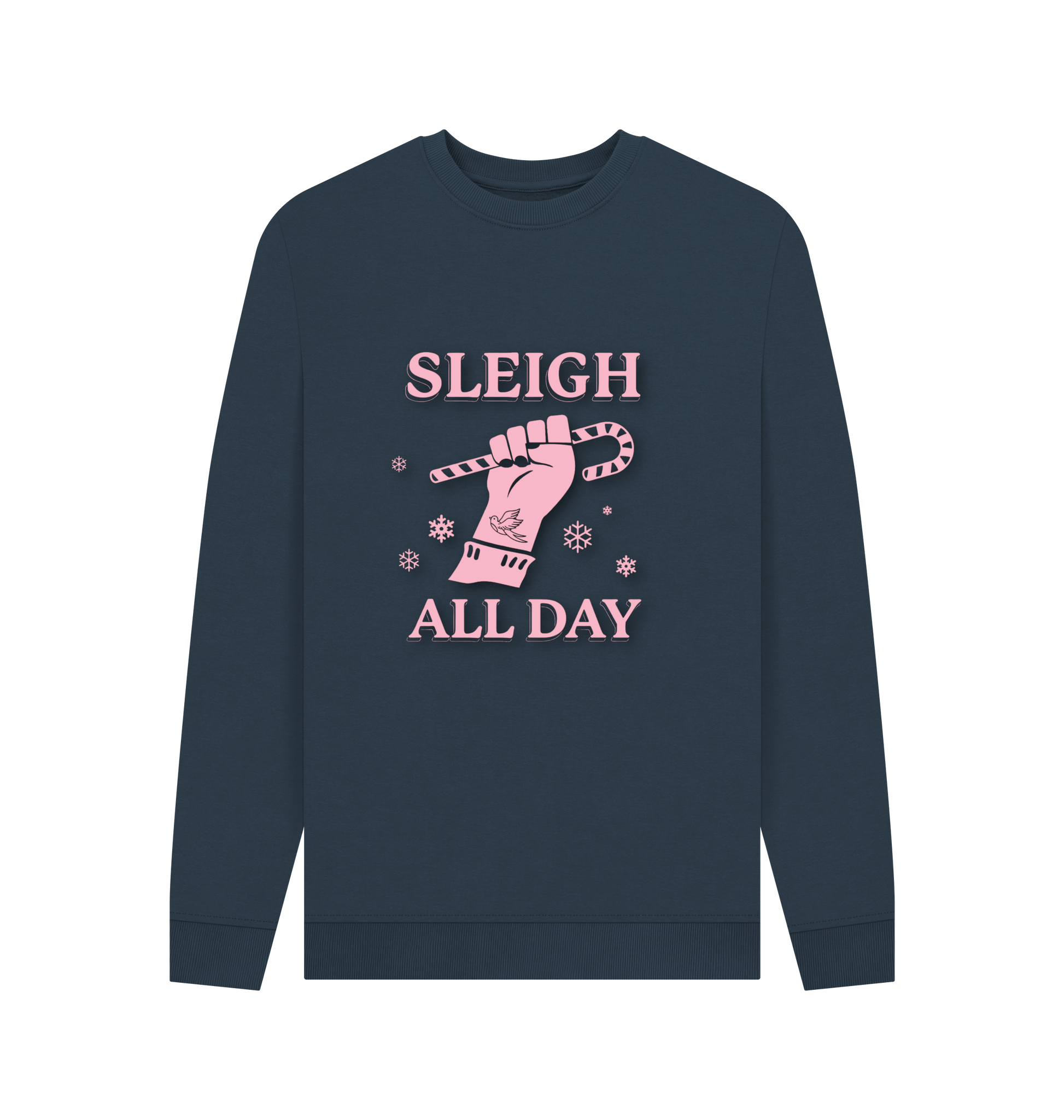 Navy Blue Printed Sweater Front