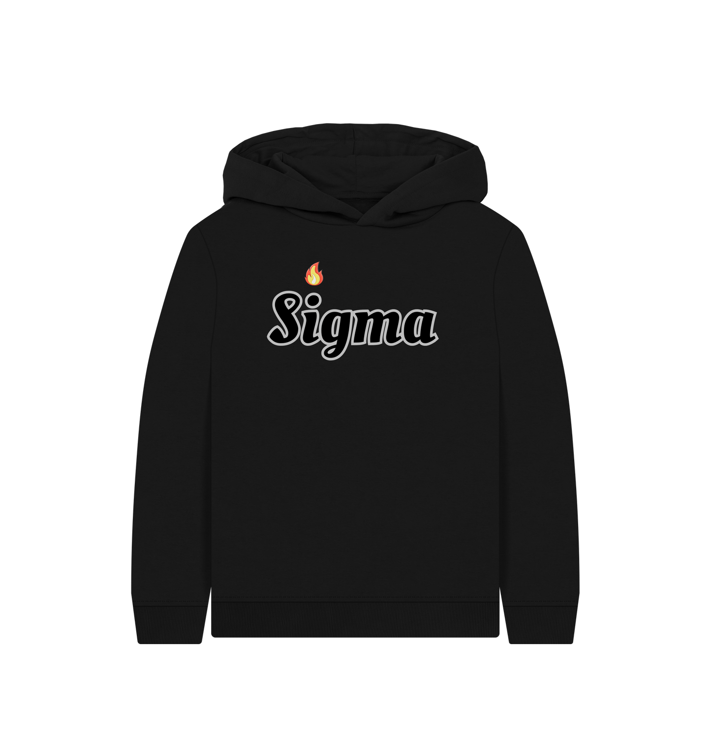 Black Printed Kids Hoodie Front