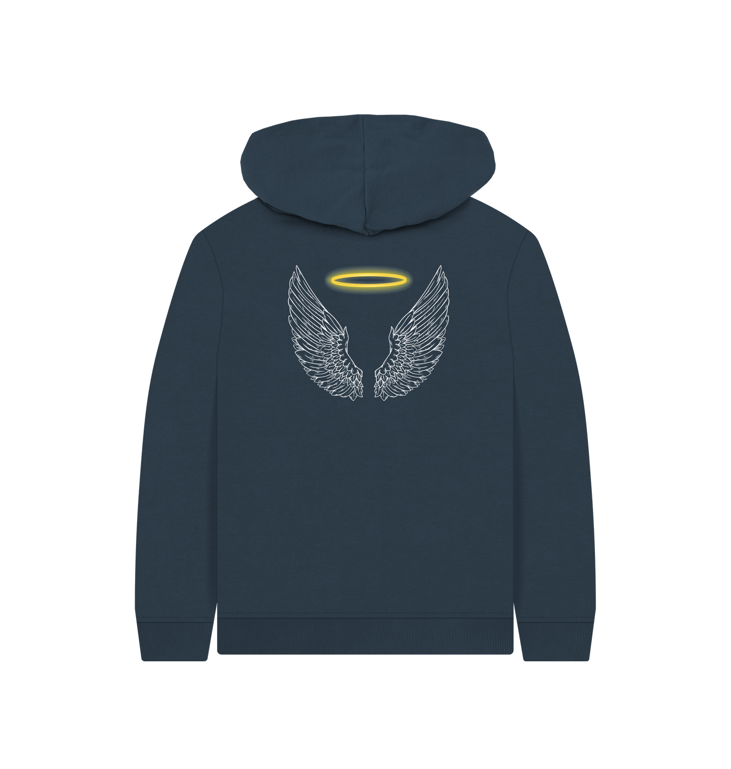 Navy Blue Printed Kids Hoodie Back