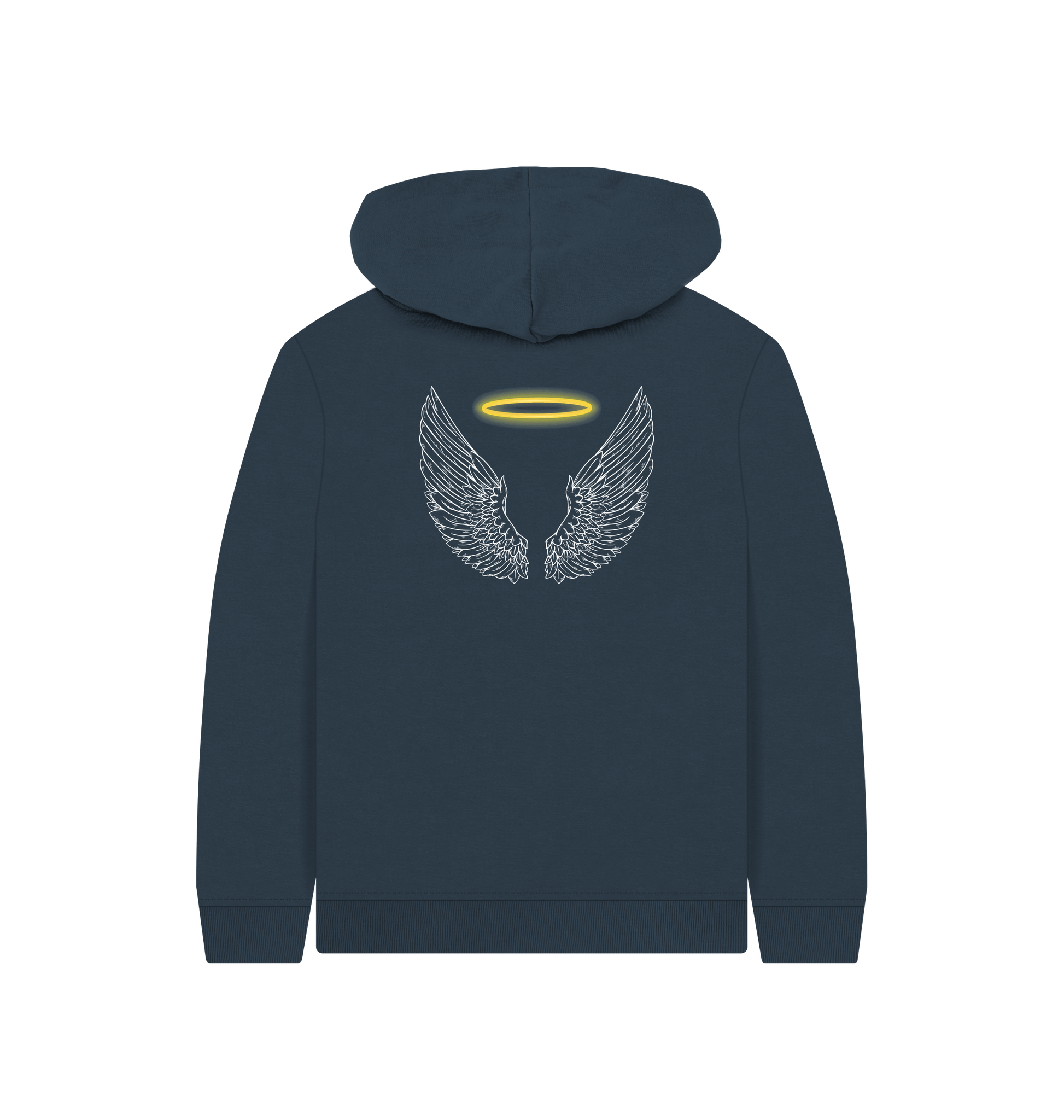Navy Blue Printed Kids Hoodie Back