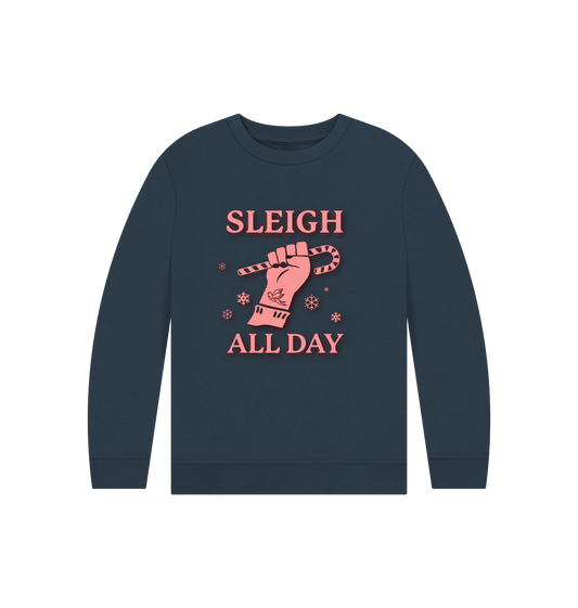 Navy Blue Printed Kids Jumper Front