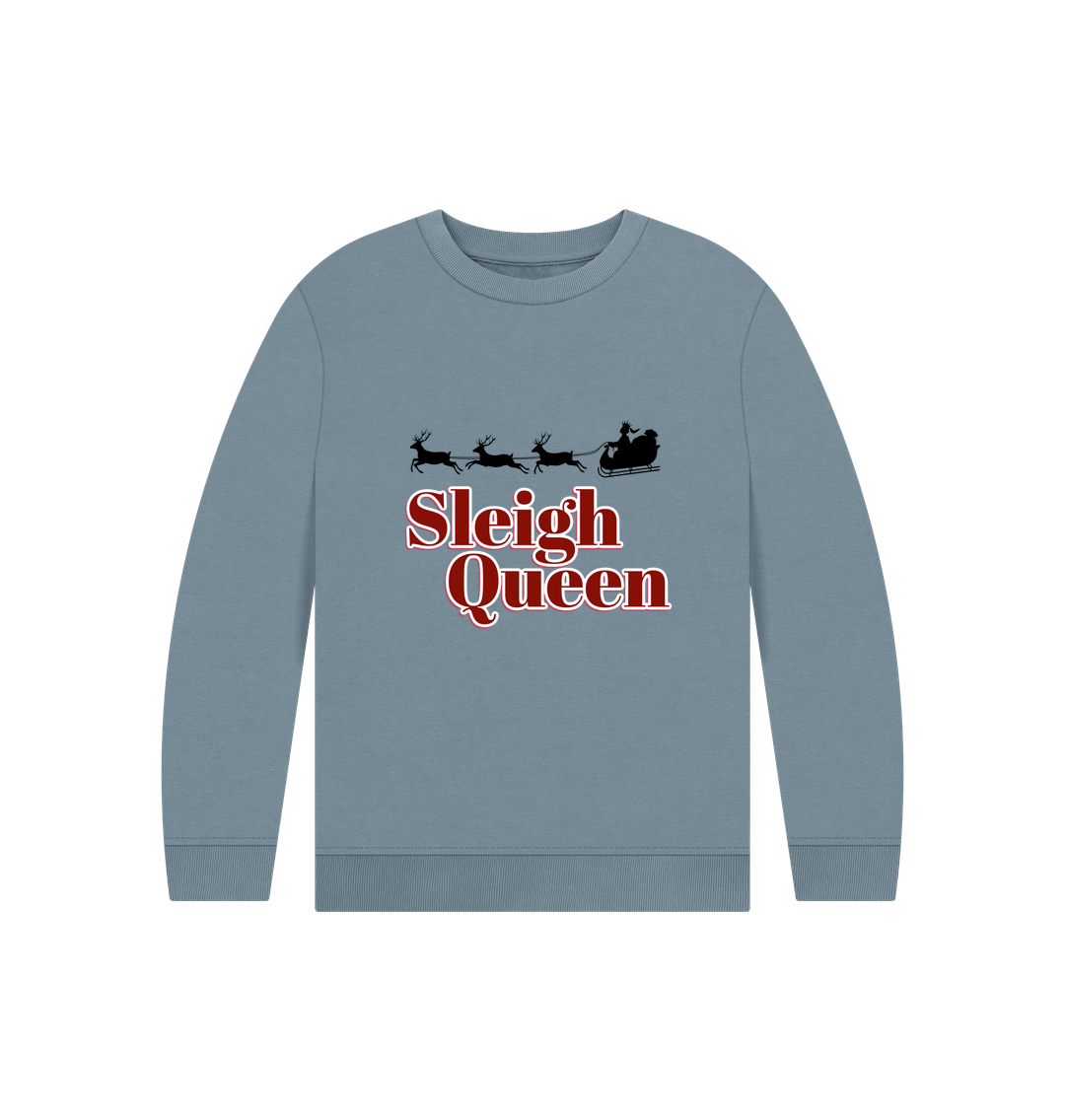 Stone Blue Sleigh Queen - Kids' Christmas Jumper