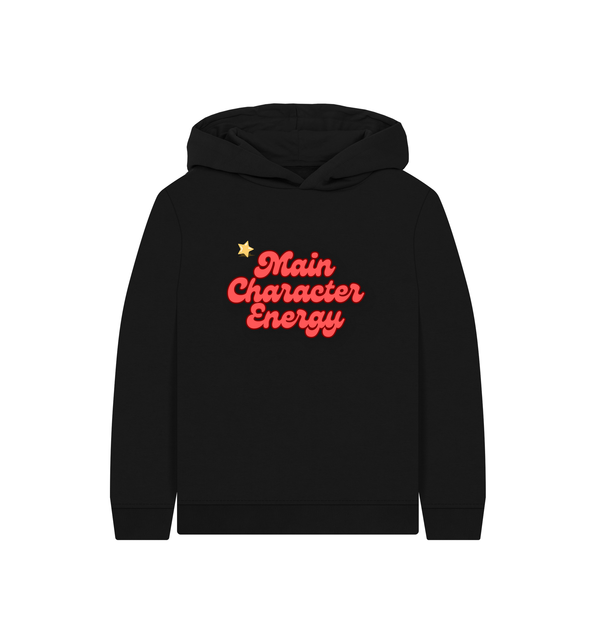 Black Printed Kids Hoodie Front