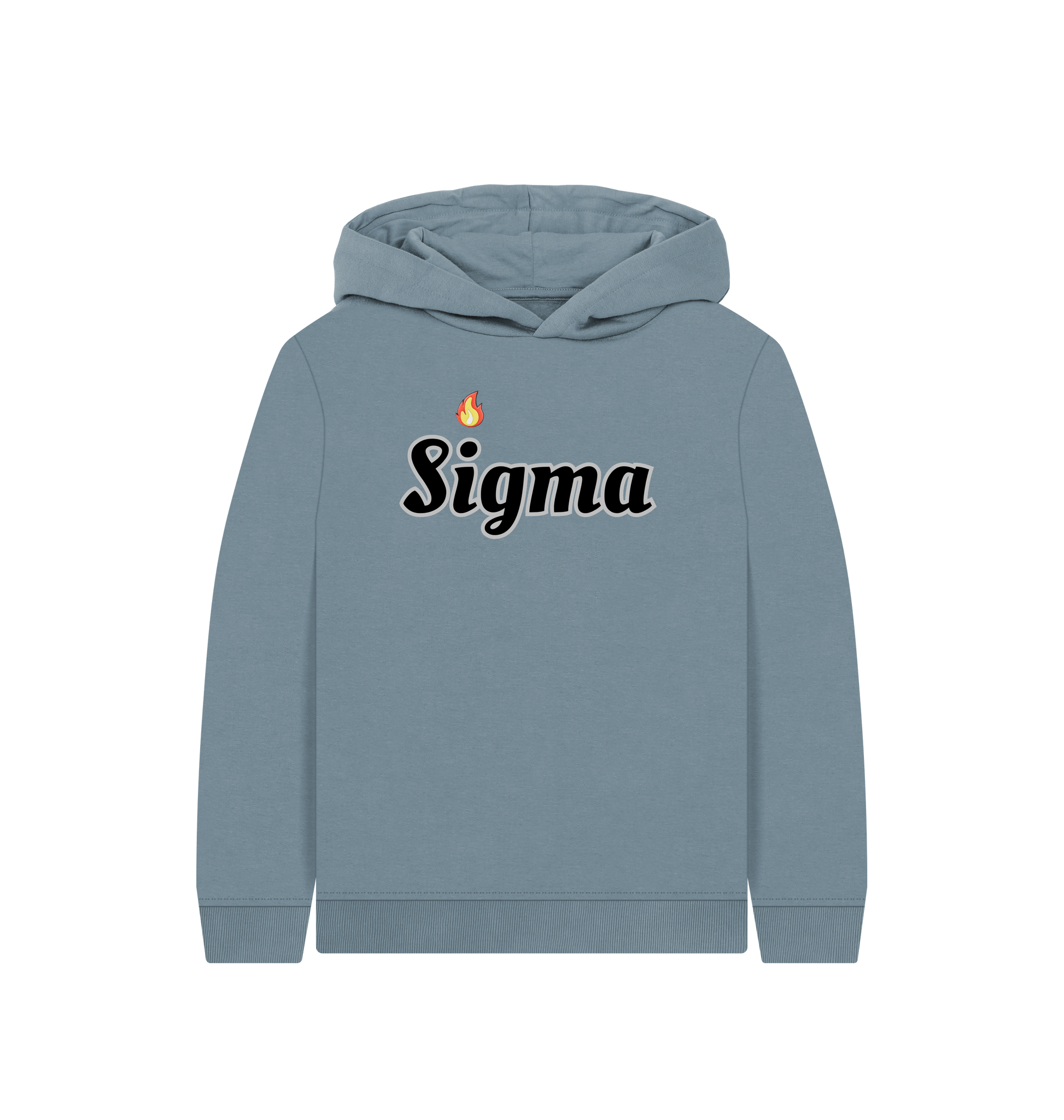 Stone Blue Printed Kids Hoodie Front