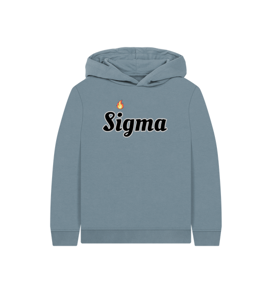 Stone Blue Printed Kids Hoodie Front