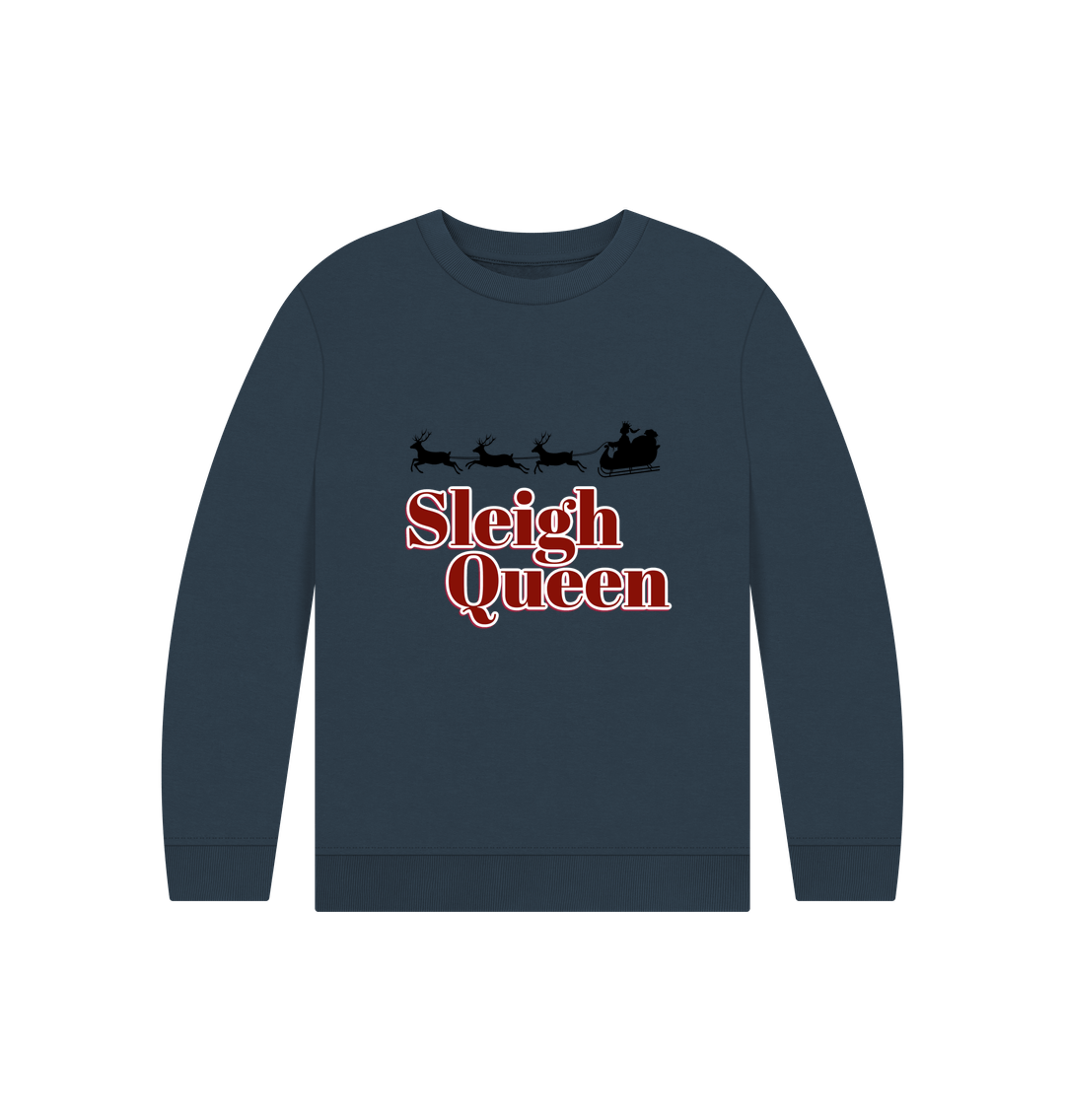 Navy Blue Sleigh Queen - Kids' Christmas Jumper