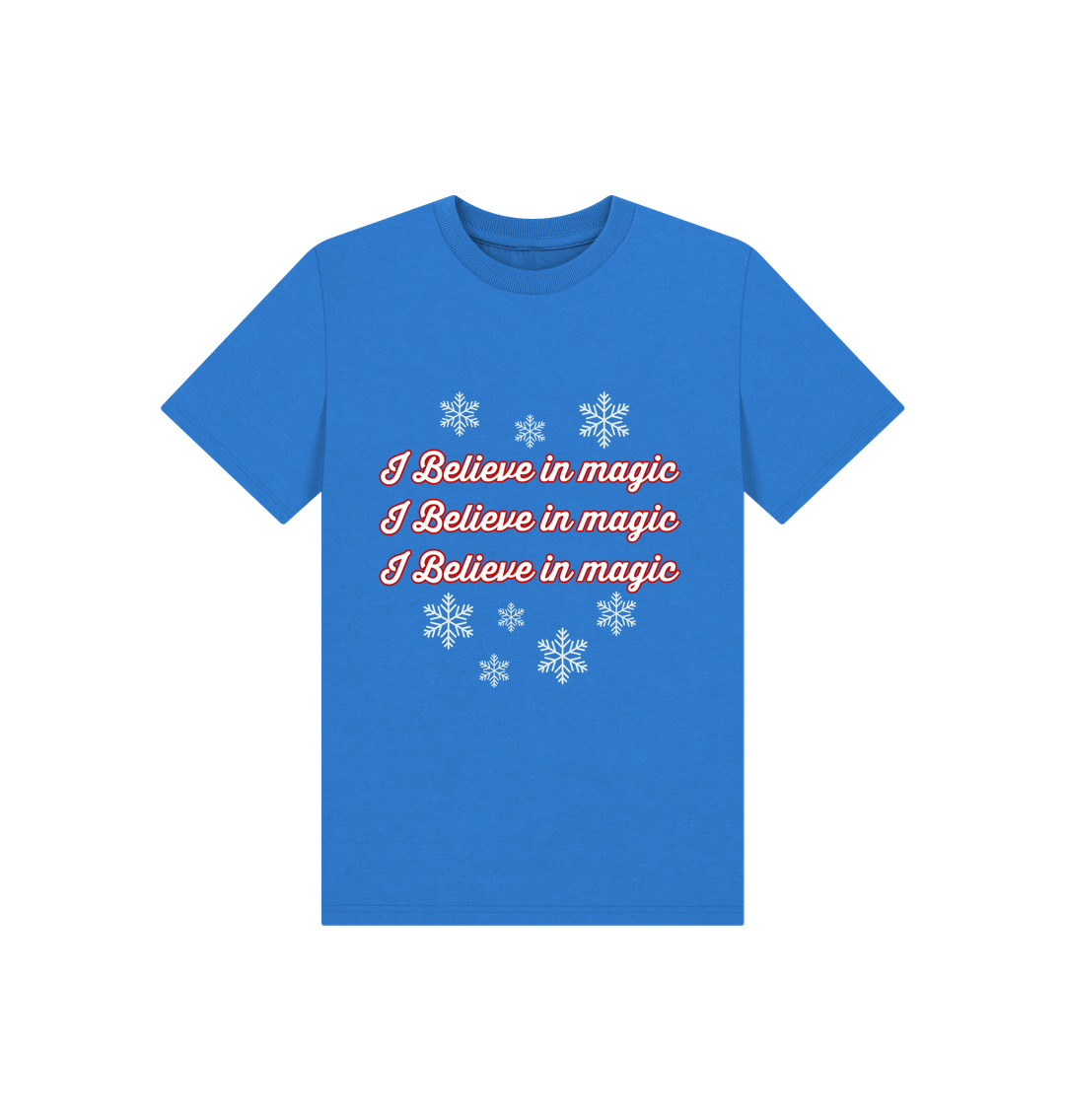 Bright Blue Printed Kids T-Shirt Front