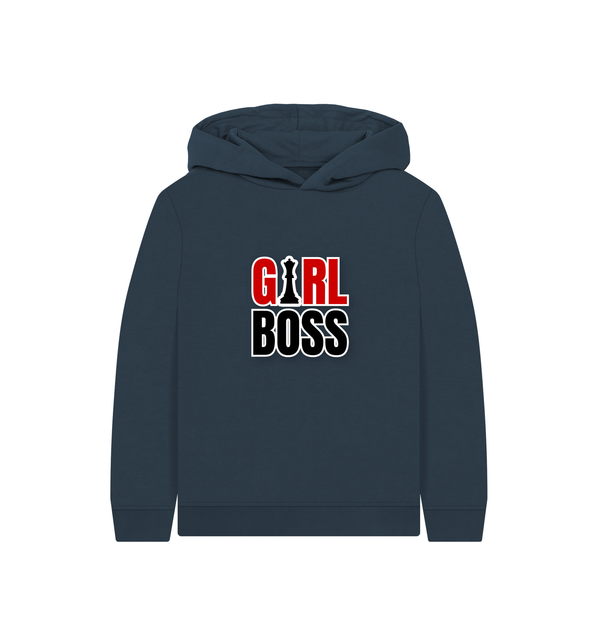 Navy Blue Printed Kids Hoodie Front