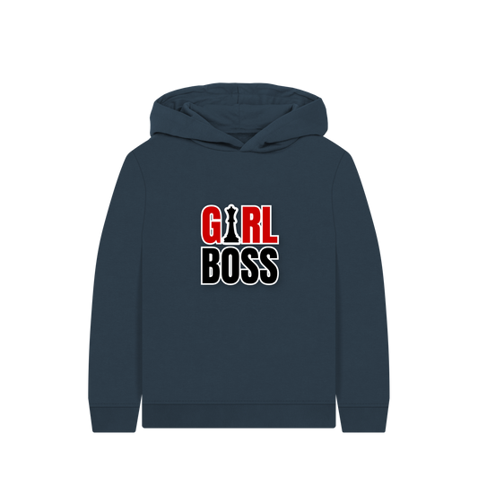 Navy Blue Printed Kids Hoodie Front