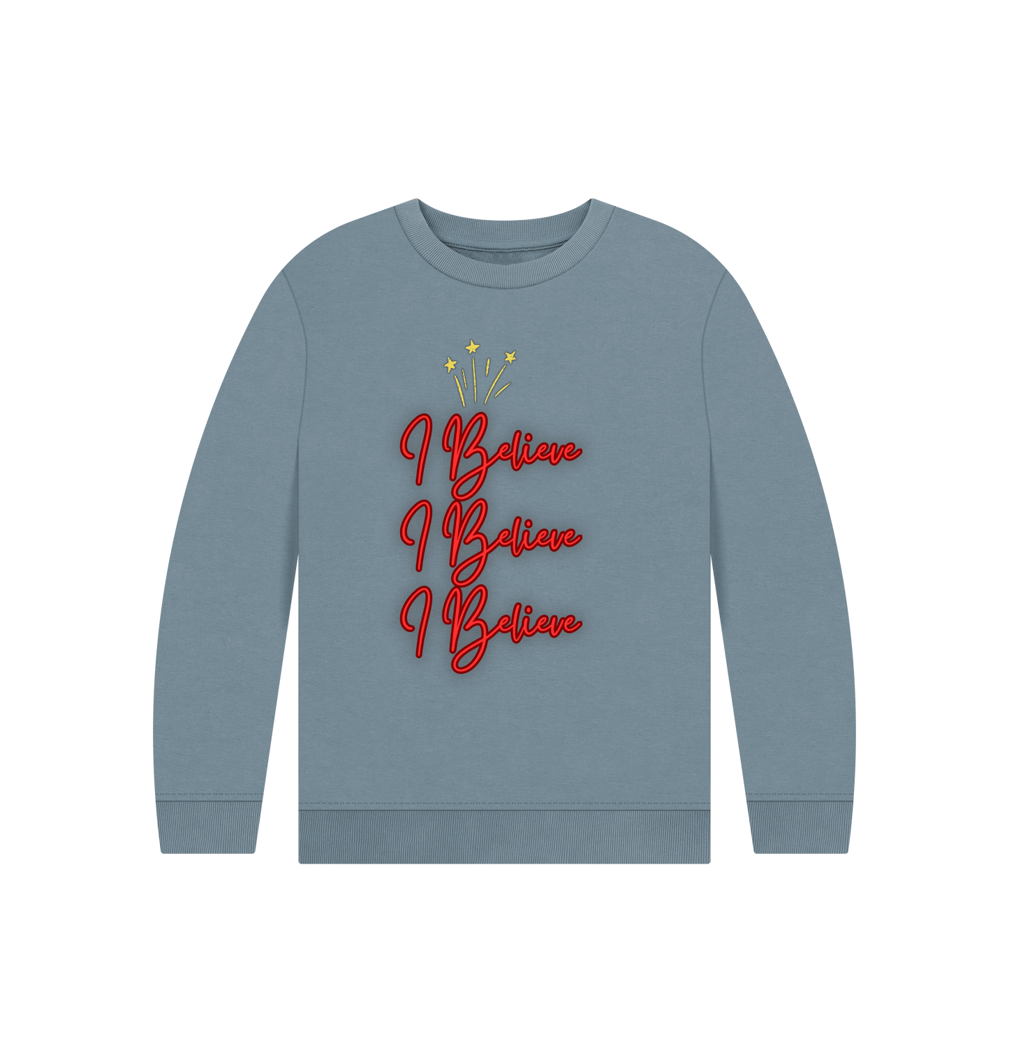 Stone Blue Printed Kids Jumper Front