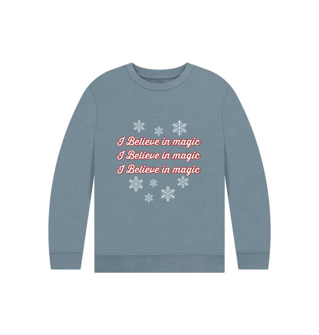 Stone Blue I Believe in Magic - Kids' Christmas Jumper