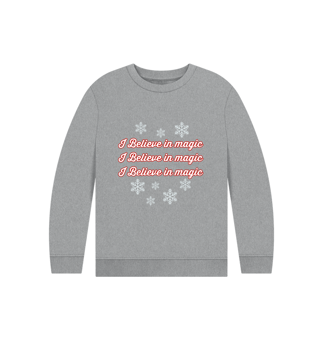 Athletic Grey I Believe in Magic - Kids' Christmas Jumper