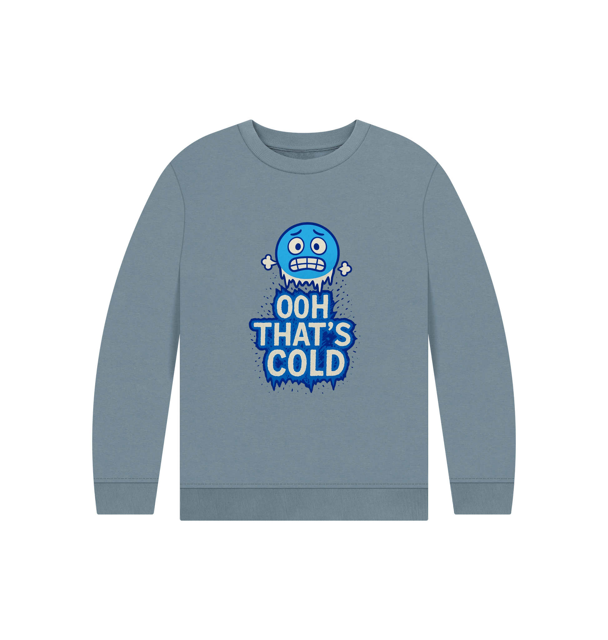 Stone Blue Printed Kids Jumper Front