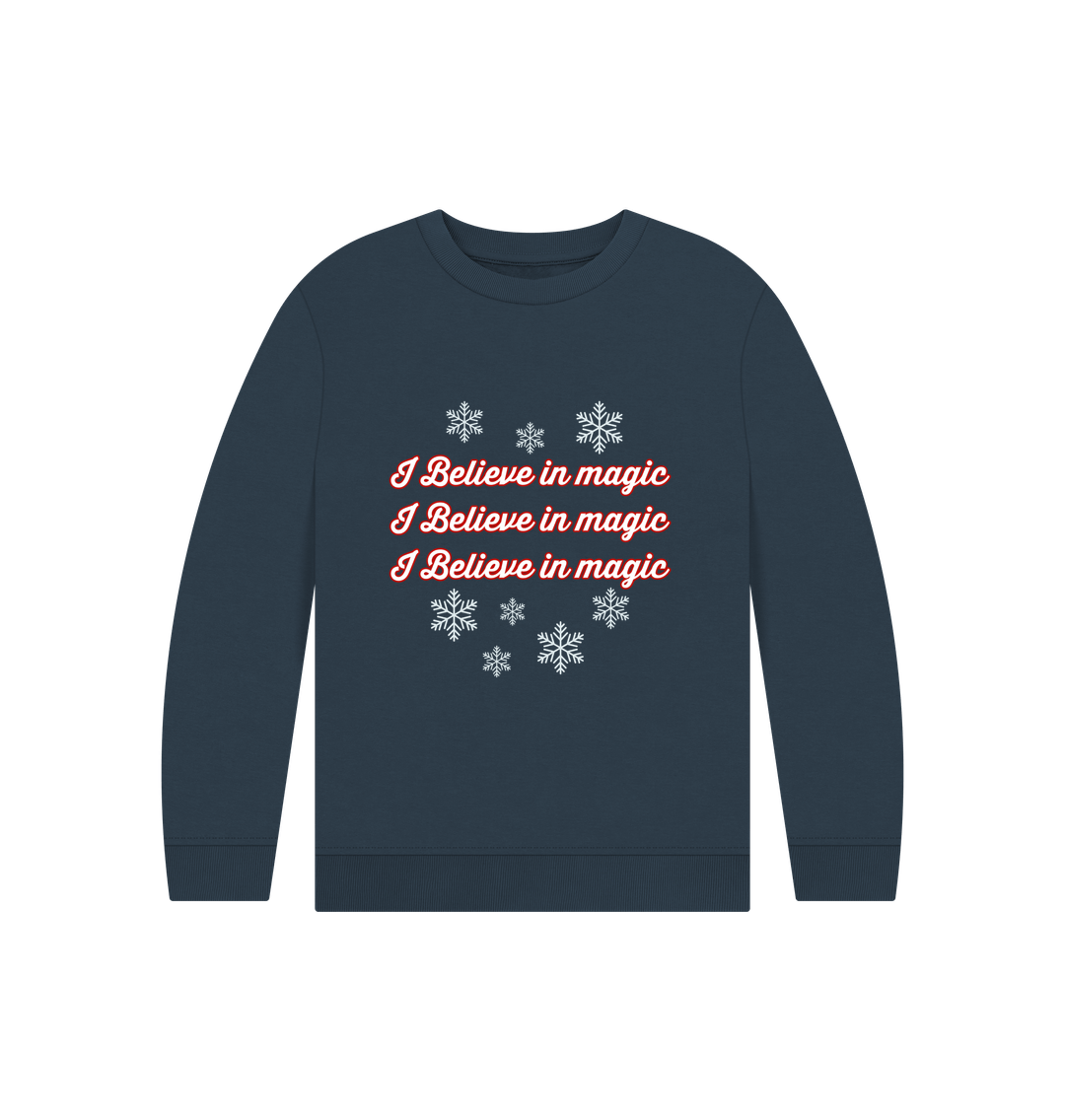 Navy Blue I Believe in Magic - Kids' Christmas Jumper