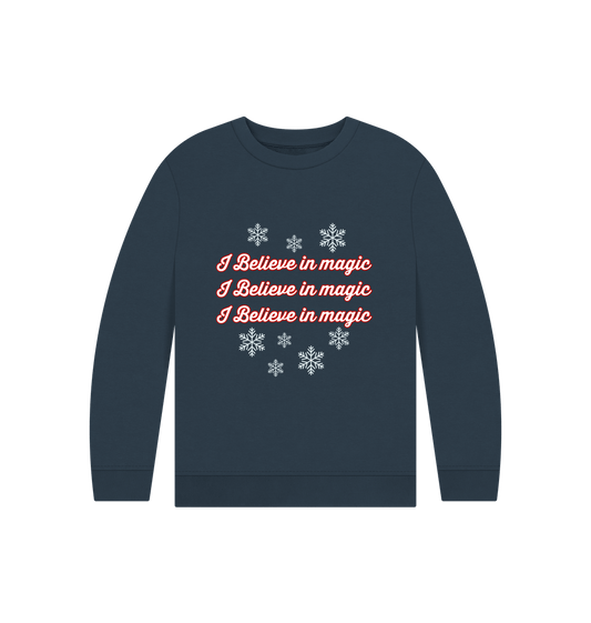 Navy Blue I Believe in Magic - Kids' Christmas Jumper