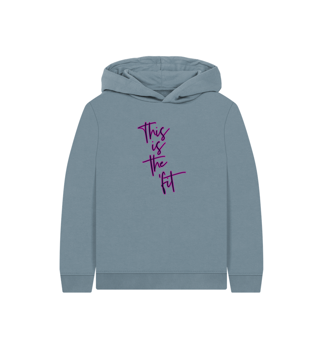 Stone Blue Printed Kids Hoodie Front