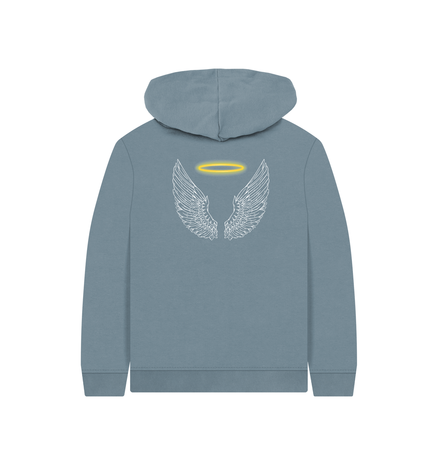Stone Blue Printed Kids Hoodie Back