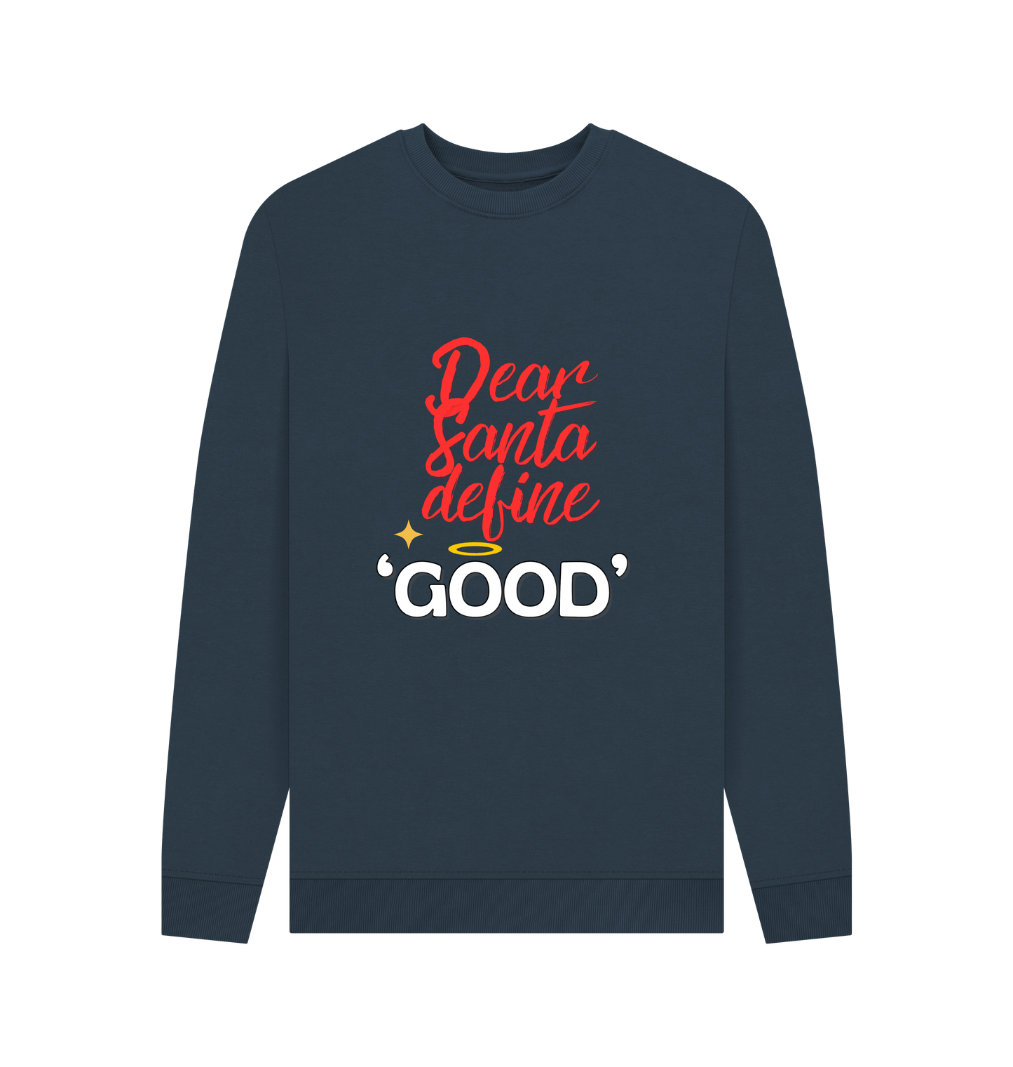 Navy Blue Printed Sweater Front