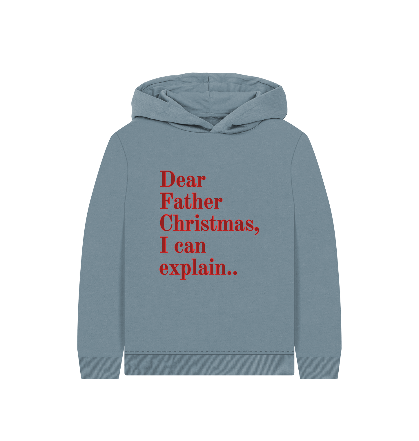 Stone Blue Printed Kids Hoodie Front