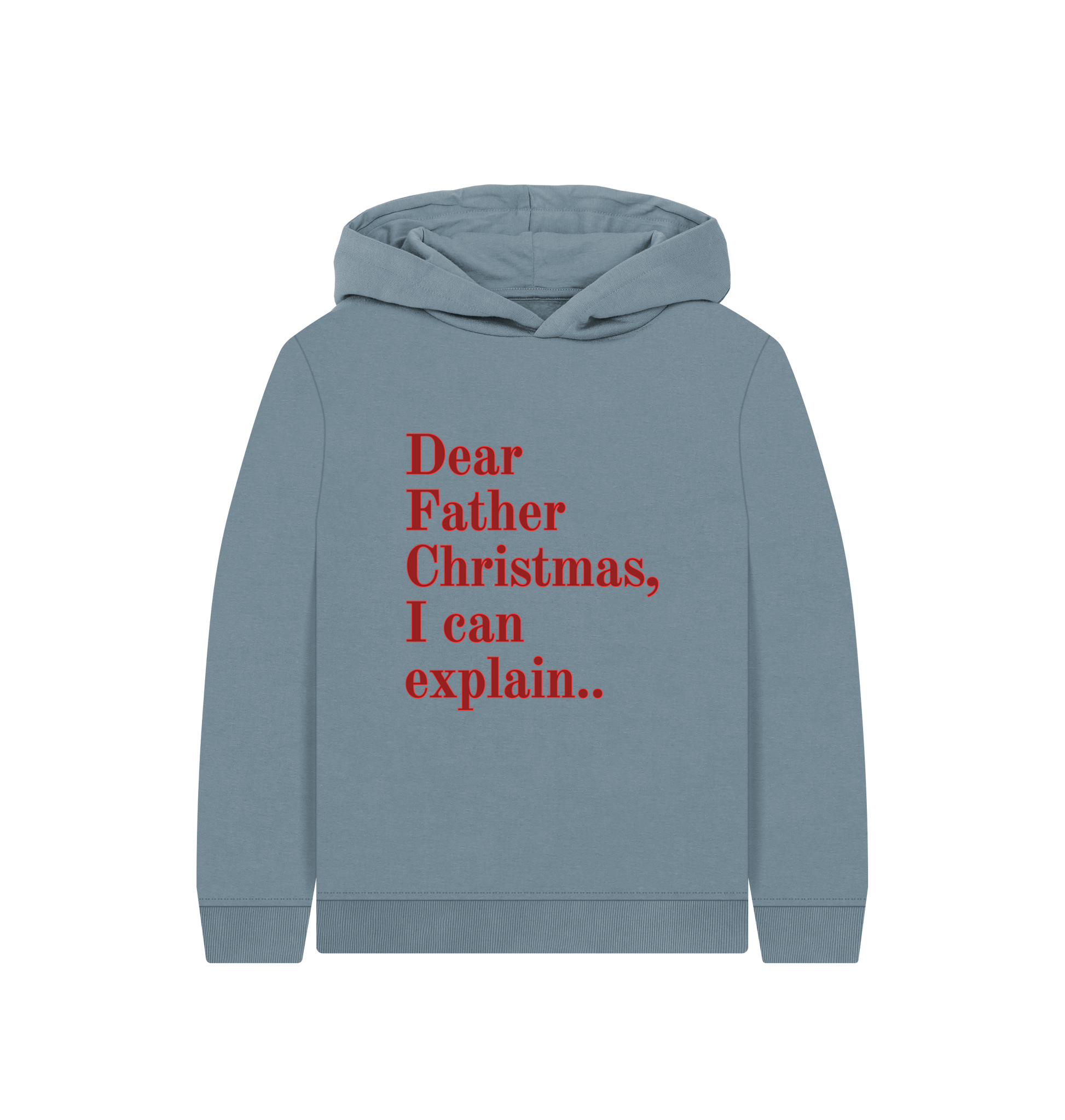 Stone Blue Printed Kids Hoodie Front