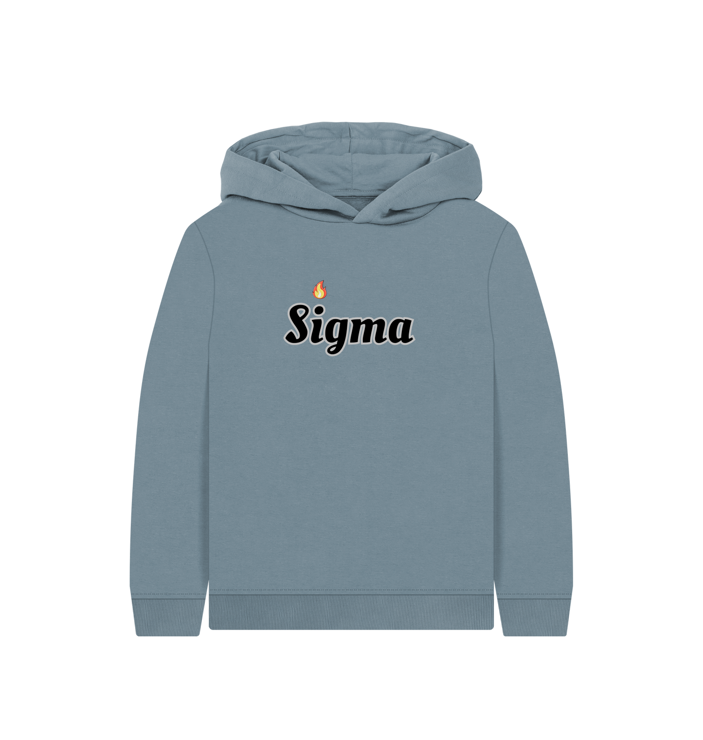 Stone Blue Printed Kids Hoodie Front