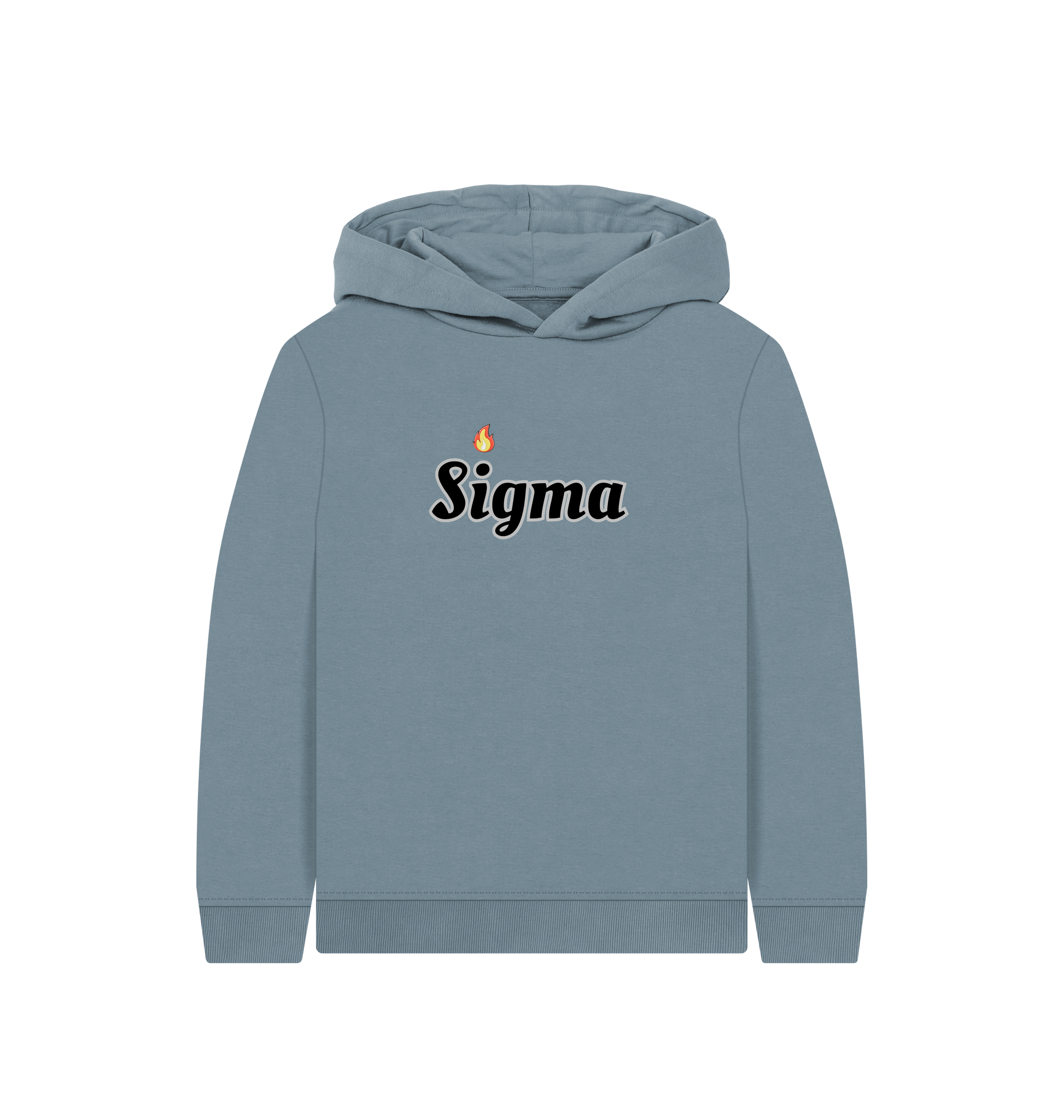 Stone Blue Printed Kids Hoodie Front