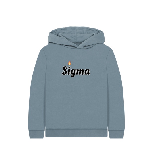 Stone Blue Printed Kids Hoodie Front