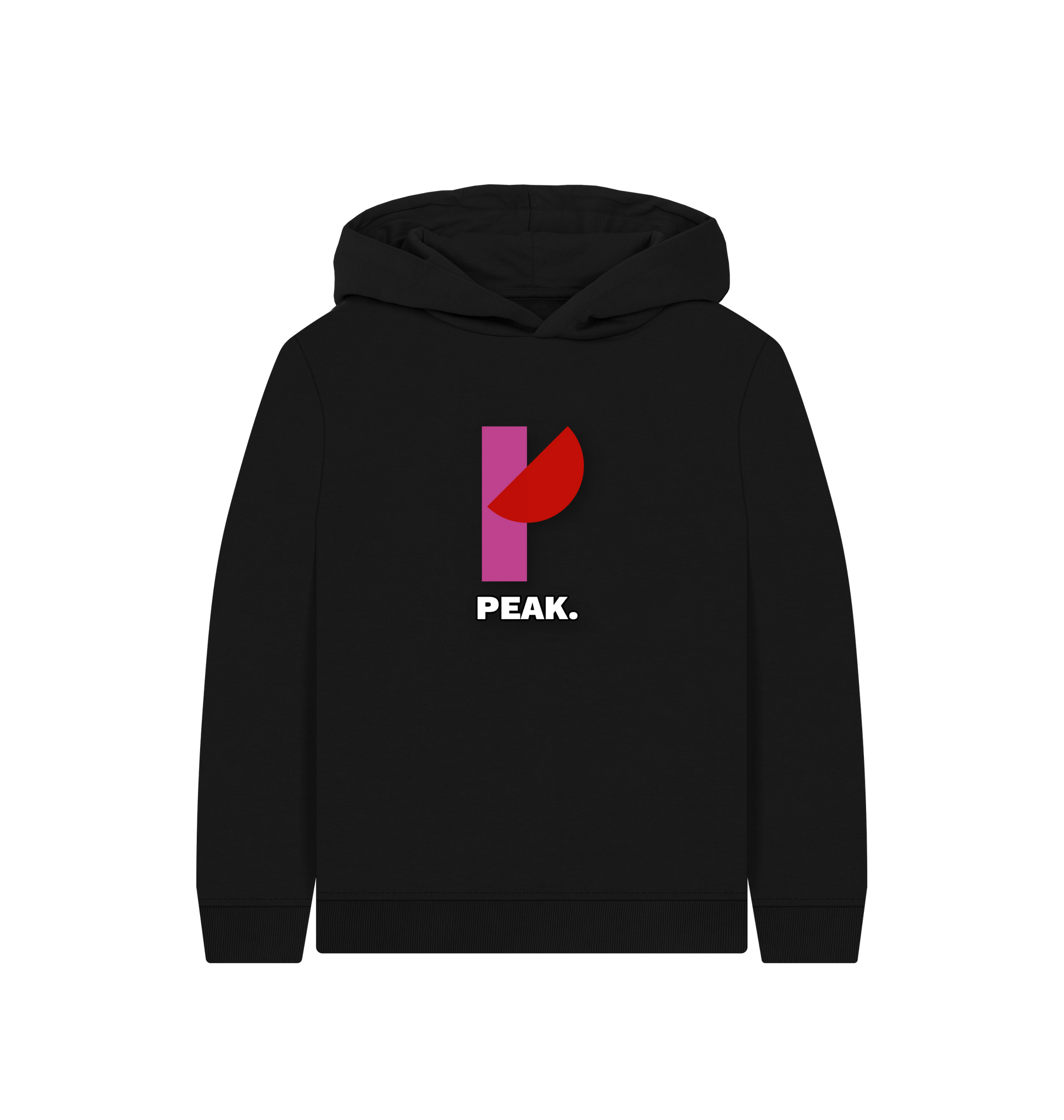 Black Printed Kids Hoodie Front