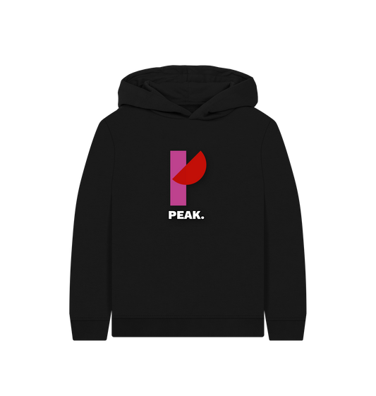 Black Printed Kids Hoodie Front