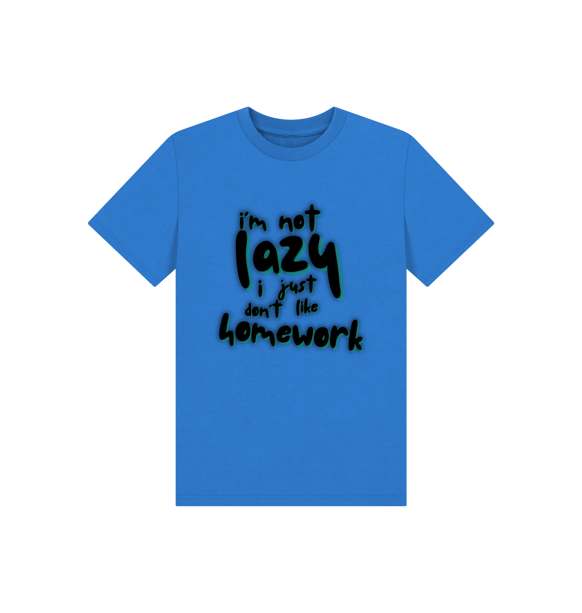 Bright Blue Printed Kids T-Shirt Front