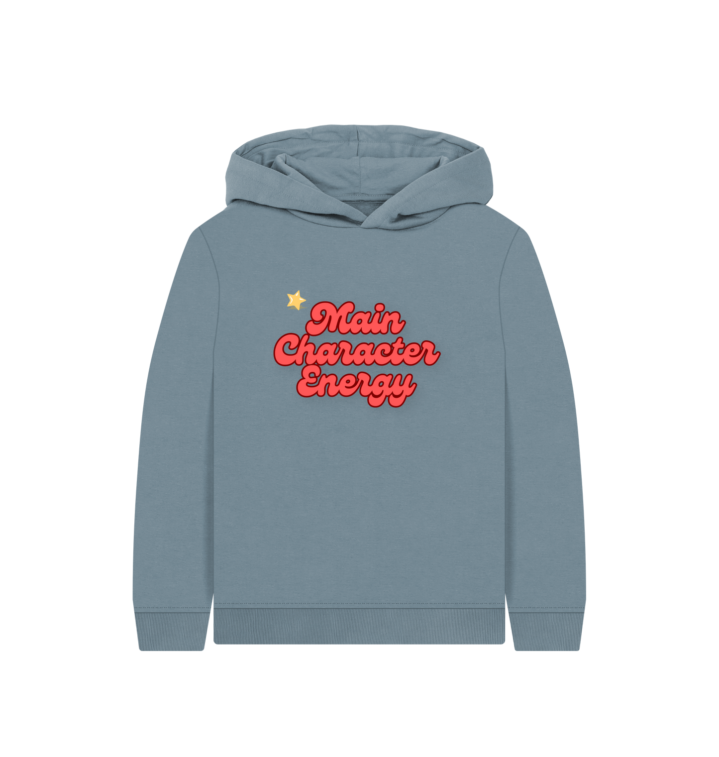 Stone Blue Printed Kids Hoodie Front