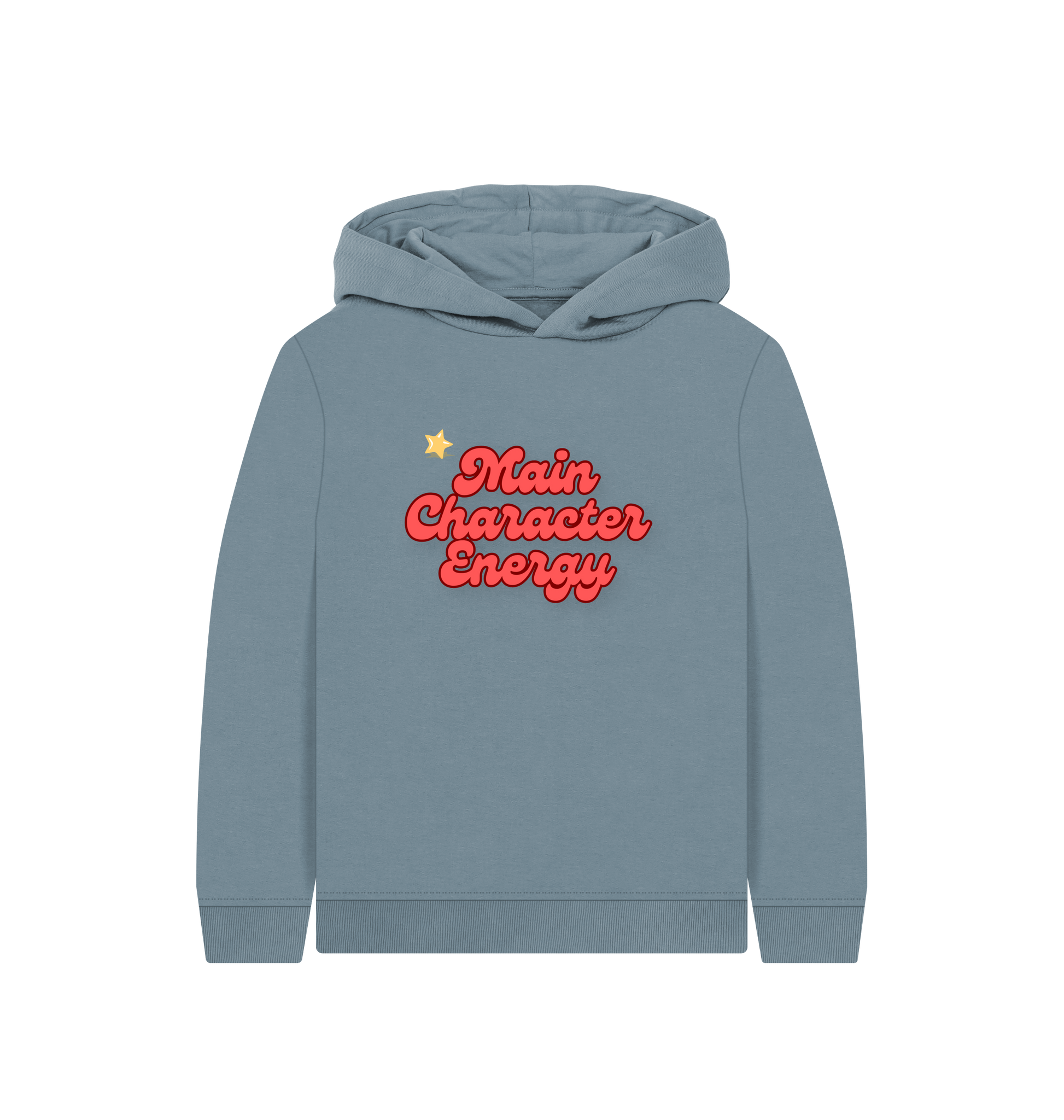 Stone Blue Printed Kids Hoodie Front